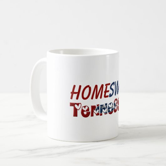 Home Sweet Tennessee State Flag Typography Hearts Koffiemok (Voorkant links)