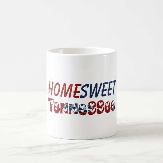 Home Sweet Tennessee State Flag Typography Hearts Koffiemok (Center)