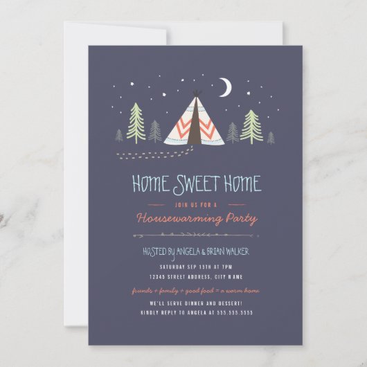 Home Sweet Tipi Housewarming Invite Kaart (Voorkant)