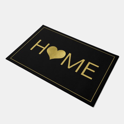 Home Text Gold Heart Deurmat (Schuin)