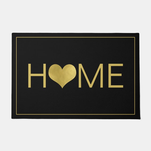 Home Text Gold Heart Deurmat (Voorkant)