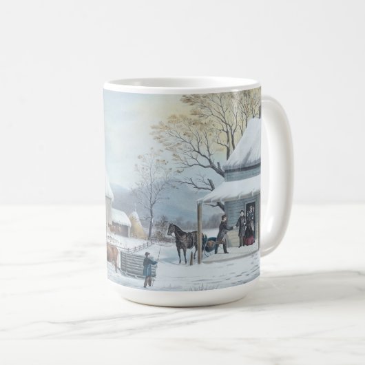 HOME THANKSGIVING (1861)  Kunst Kerst Mok (Voorkant rechts)