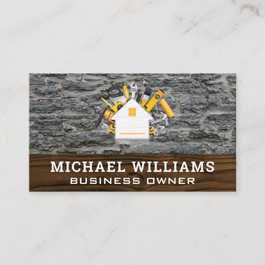 Home Tools | Achtergrond van de Wood Rock Visitekaartje (Voorkant)