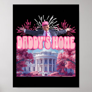 Home Trump 2024 Shirt Happy July 4 Vuurwerk Roze Poster