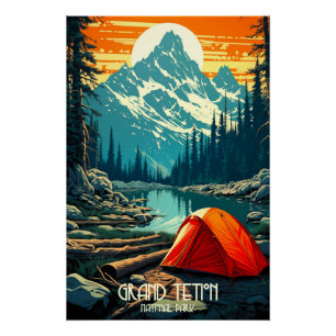 Home Tussen de reuzen   Grand Teton Camping Perfect Poster