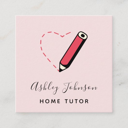 Home Tutor Docent Educator Schattige Pencil Baby P Vierkante Visitekaartje (Voorkant)