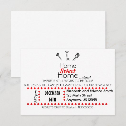 Home-uitnodiging Kaart (Voorkant / Achterkant)