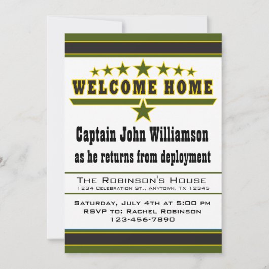 Home-uitnodiging van de soldaat kaart (Voorkant)