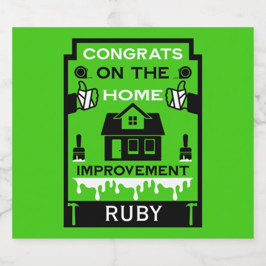 Home Verbetering Gefeliciteerd Sparkling Wijnetiket (Enkel label)