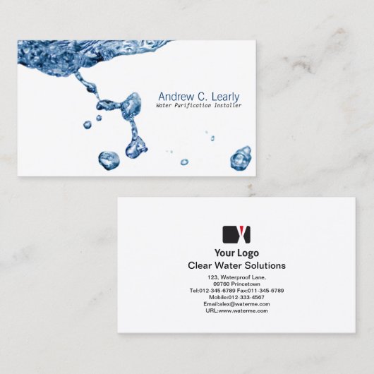 Home Verbetering Omgeving Duidelijke Waterdruppel Visitekaartje (Voorkant / Achterkant)