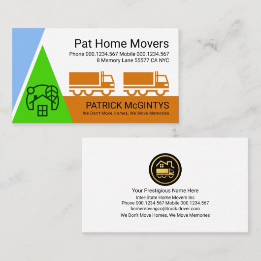 Home Verhuizen Vervoer Landschap Vrachtwagenchauff Visitekaartje (Voorkant / Achterkant)