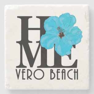 HOME Vero Beach Blue Hibiscus Stenen Onderzetter