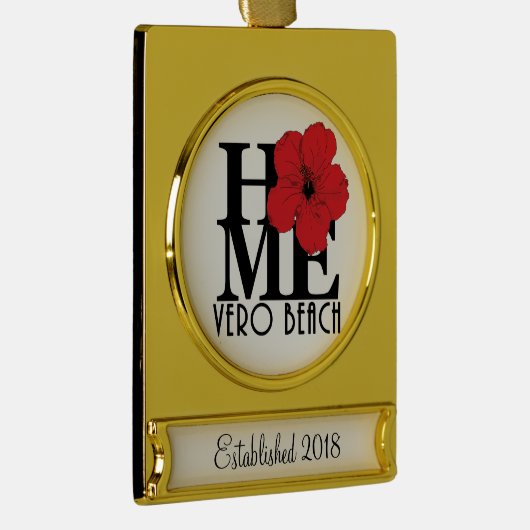 HOME Vero Beach  Hibiscus Verguld Banner Ornament (Rechts)