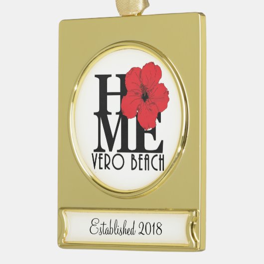 HOME Vero Beach  Hibiscus Verguld Banner Ornament (Links)