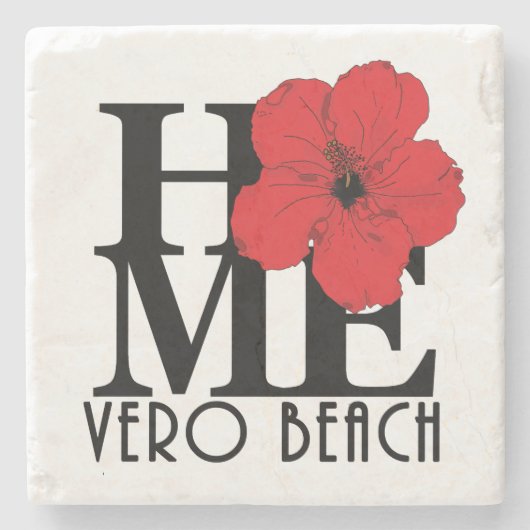 HOME Vero Beach Red Hibiscus Stenen Onderzetter (Voorkant)