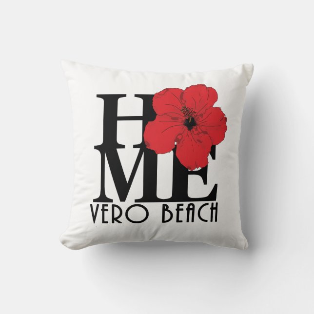 HOME Vero Beach Rode Hibiscus Kussen (Voorkant)