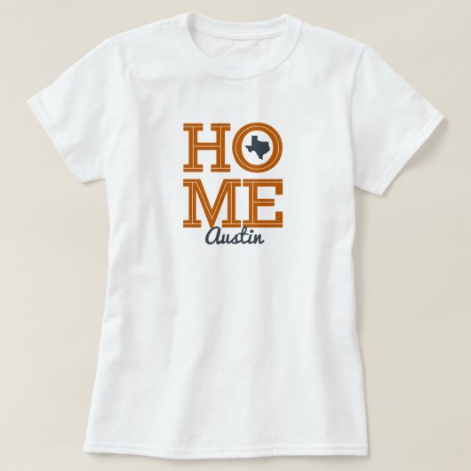 HOME - Vette letters & Texas Shape Burnt Oranje T-shirt (Design voorkant)