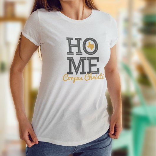 HOME - Vette letters & Texas Shape Grey Yellow T-shirt