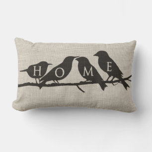 HOME Vogels op een Limb Burlap Kussen