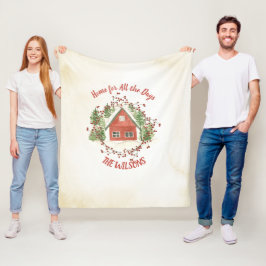 Home voor Alle dagen | Rood kersthuis Fleece Deken