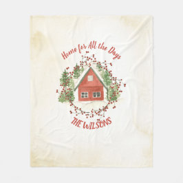 Home voor Alle dagen | Rood kersthuis Fleece Deken