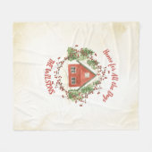 Home voor Alle dagen | Rood kersthuis Fleece Deken (Voorkant (Horizontaal))