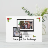 Home voor de Feestdagen 2020-zoomcomputer Feestdagenkaart (Staand voorkant)