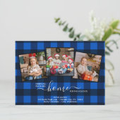 Home voor de Feestdagen Blue Pset 3 Photo Moving Aankondiging (Staand voorkant)