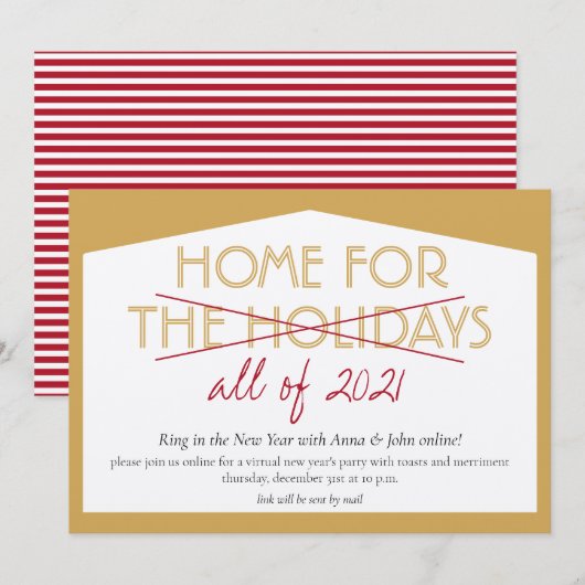 Home voor de Feestdagen Funny Nieuwjaar Eve Party Kaart (Voorkant / Achterkant)