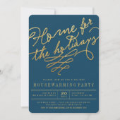 Home voor de Feestdagen Gold Glitter Party Invitat Kaart (Voorkant)