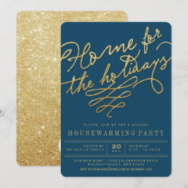 Home voor de Feestdagen Gold Glitter Party Invitat Kaart