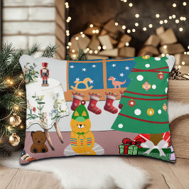 Home voor de Feestdagen Illustratie Accent Kussen