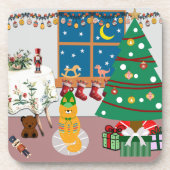 Home voor de Feestdagen Illustratie Bier Onderzetter (Voorkant)