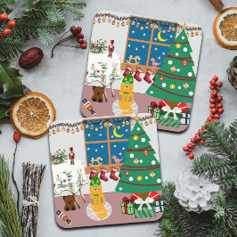 Home voor de Feestdagen Illustratie Bier Onderzetter