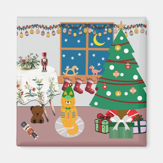 Home voor de Feestdagen Illustratie Magneet (Voorkant)