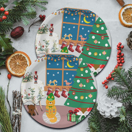 Home voor de Feestdagen Illustratie Papieren Bordje