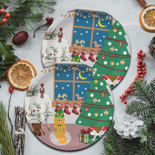 Home voor de Feestdagen Illustratie Papieren Bordje