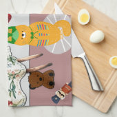 Home voor de Feestdagen Illustratie Theedoek (Quarter Fold)