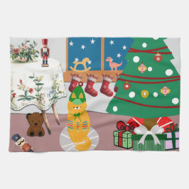 Home voor de Feestdagen Illustratie Theedoek