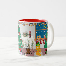 Home voor de Feestdagen Illustratie Tweekleurige Koffiemok