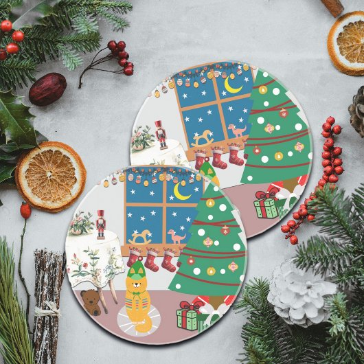 Home voor de Feestdagen Illustratie Zandsteen Onderzetter