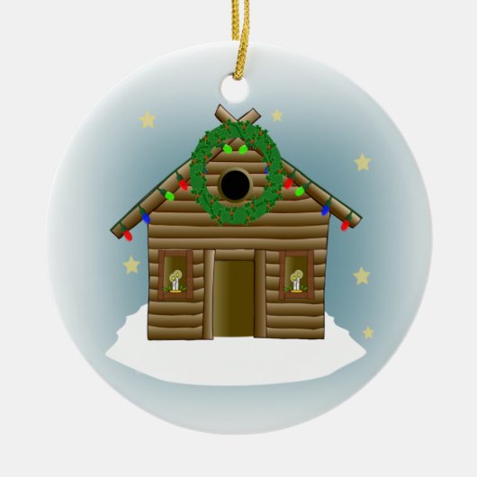 Home voor de Feestdagen Log Cabin Kerstmis Keramisch Ornament (Voorkant)