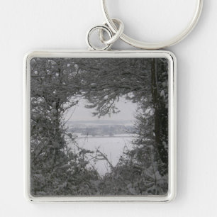 Home voor de Feestdagen Love Snow Heart Photo Keys Sleutelhanger