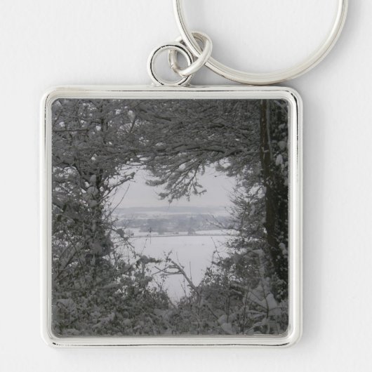 Home voor de Feestdagen Love Snow Heart Photo Keys Sleutelhanger (Voorkant)