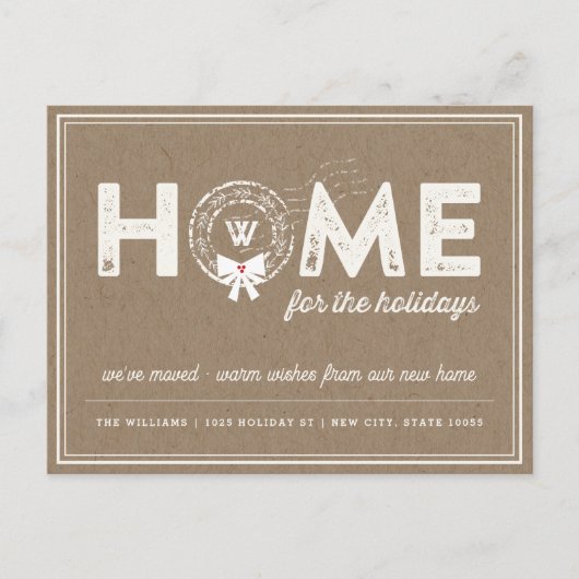 Home voor de Feestdagen Monogram bewegende aankond (Voorkant)