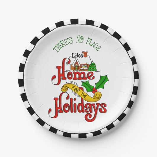 Home voor de Feestdagen Papieren Bordje (Voorkant)
