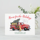 Home voor de Feestdagen  Red Truck Dog Moving Aankondiging (Staand voorkant)