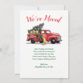 Home voor de Feestdagen  Red Truck Dog Moving Aankondiging (Achterkant)
