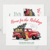 Home voor de Feestdagen  Red Truck Dog Moving Aankondiging (Voorkant / Achterkant)