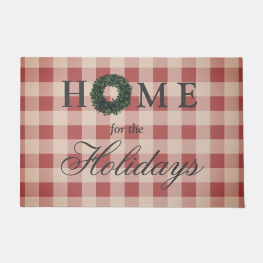 Home voor de Feestdagen Script met kerstcadeautjes Deurmat (Voorkant)